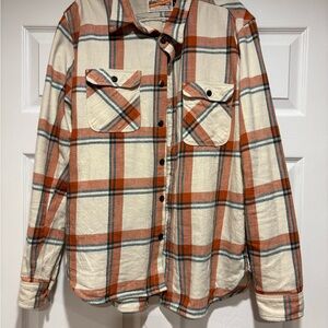 Freenote cloth Casual Plaid Button Down Shirt - Orange and Cream